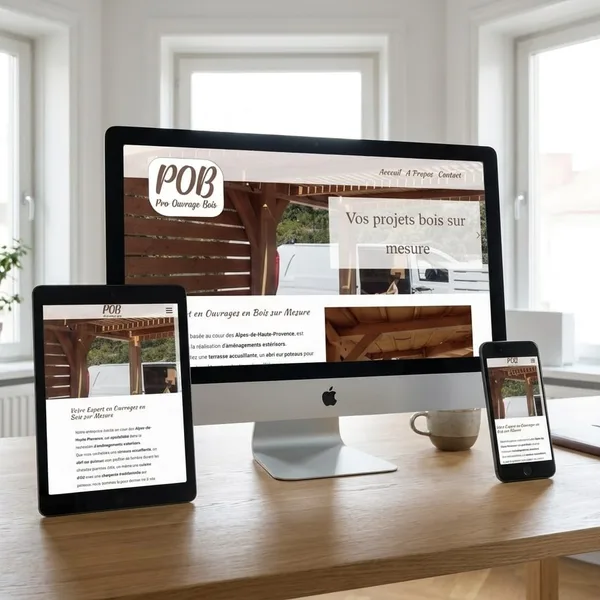 Site vitrine Pro Ouvrage Bois - charpente et aménagements en bois sur mesure à Digne-les-Bains
